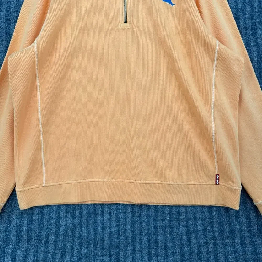 Tommy Bahama Relax Mens 1/4 Zip Pullover Size XXL Rib Knit Embroidered Cotton
